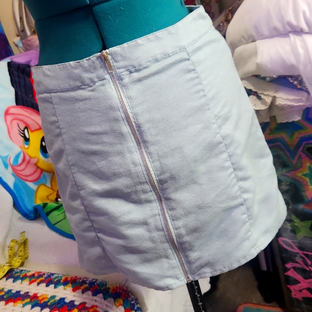 Faux Suede Light blue Mini Skirt